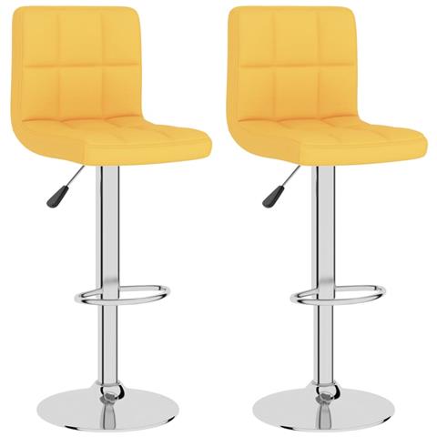 Sgabelli Da Bar 2 Pz Giallo Senape In Tessuto - Foto 1