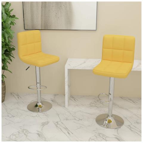 Sgabelli Da Bar 2 Pz Giallo Senape In Tessuto - Foto 8