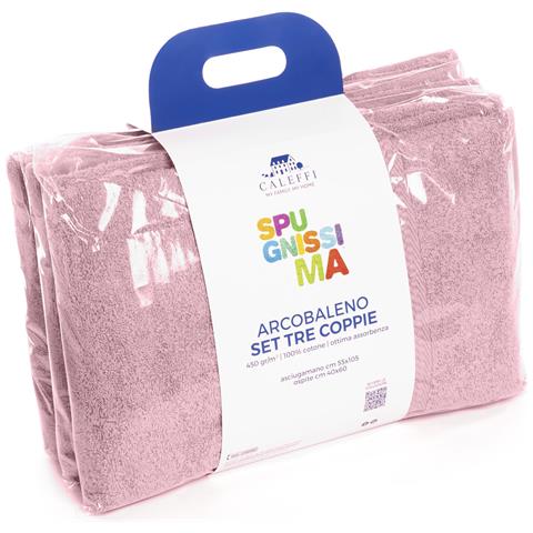 Set Asciugamani In Spugna Spugnissima Spugna In Cotone Colore Rosa Misura Standard - Foto 3