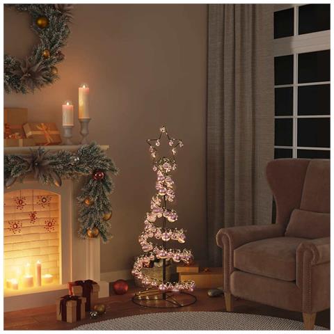 Albero di Natale a LED con Palline 80 LED Bianco Caldo 120 cm - Foto 2
