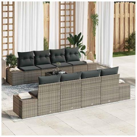 Set di divani da giardino da 7 pezzi con cuscini Grigio - Foto 2