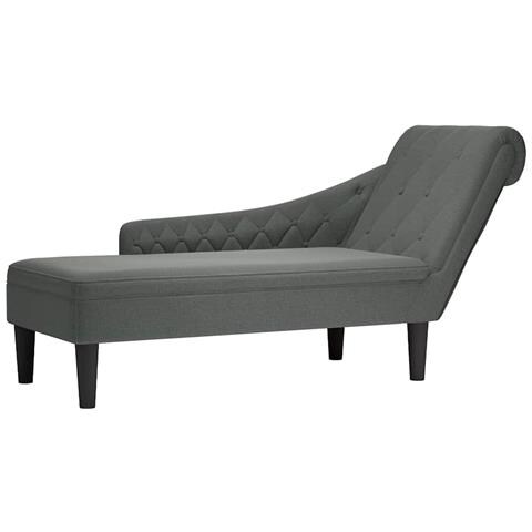 Sdraio con Cuscino e Bracciolo Destro in Tessuto Grigio Scuro - Foto 1