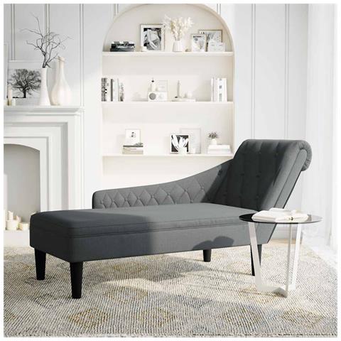 Sdraio con Cuscino e Bracciolo Destro in Tessuto Grigio Scuro - Foto 2