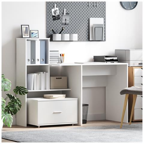 Armadio con cassetti su ruote Bianco 55x45x33.5 cm Legno ingegnerizzato - Foto 2