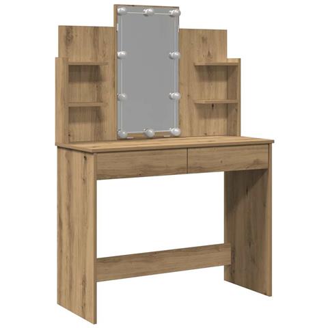 Toeletta con Luci LED Rovere Artigianale 96x40x142 cm - Foto 1