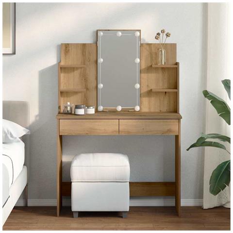 Toeletta con Luci LED Rovere Artigianale 96x40x142 cm - Foto 2