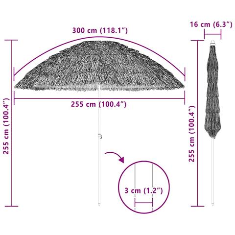 Ombrellone da Spiaggia Marrone Ø 265 x 267 cm Acciaio - Foto 3