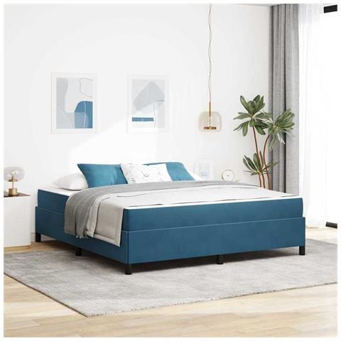 Struttura del letto Blu scuro e bianco 180 x 200 cm Velluto - Foto 2