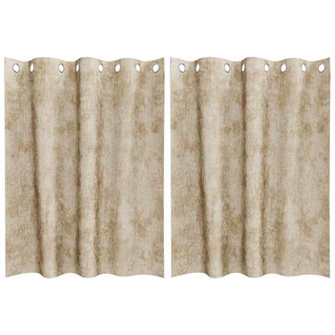 Tenda con tende 2 pcs Crema 140 x 140 cm Velluto - Foto 1
