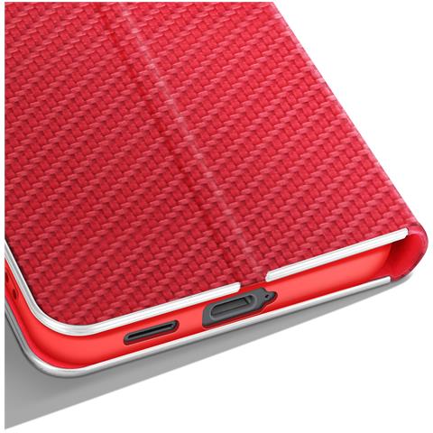 Custodia A Libro Per Galaxy S25 Fe Effetto Carbonio Con Cornice Metallizzata E Portacarte - Foto 2