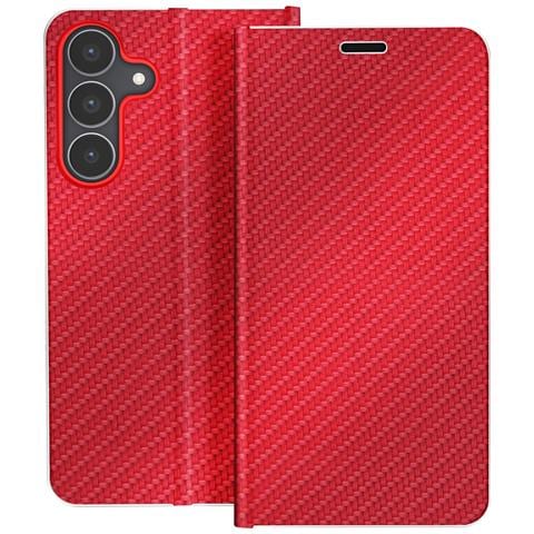 Custodia A Libro Per Galaxy S25 Fe Effetto Carbonio Con Cornice Metallizzata E Portacarte - Foto 5