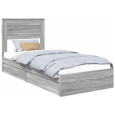 Letto con Contenitore con testiera Grigio Sonoma 100 x 200 cm - Foto 1