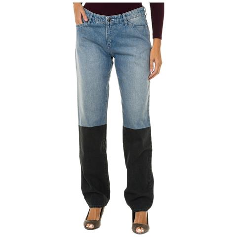 Pantaloni Lunghi In Denim Dal Taglio Dritto 6y5j15-5dwsz Donna - Foto 1