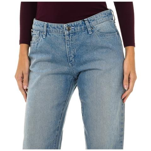 Pantaloni Lunghi In Denim Dal Taglio Dritto 6y5j15-5dwsz Donna - Foto 3