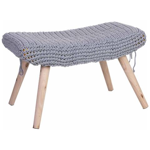 Sgabello Intrecciata In Legno E Cotone Grigio 67x30x43h Cm - Foto 1
