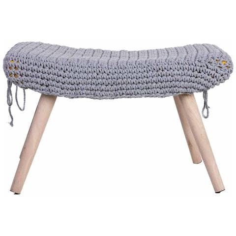 Sgabello Intrecciata In Legno E Cotone Grigio 67x30x43h Cm - Foto 2