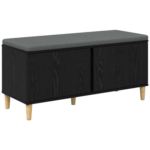 Panca per ingresso con cuscino Rovere Nero 100 x 38 x 46 cm - Foto 1