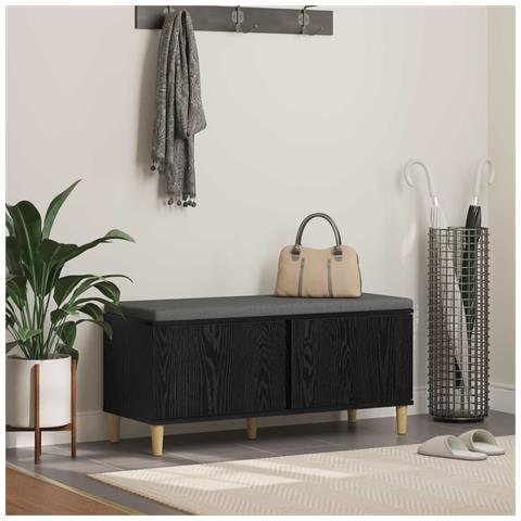 Panca per ingresso con cuscino Rovere Nero 100 x 38 x 46 cm - Foto 2