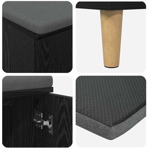 Panca per ingresso con cuscino Rovere Nero 100 x 38 x 46 cm - Foto 9