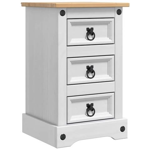 Comodino Corona Bianco 35 x 32,5 x 58 cm Pino massello - Foto 1