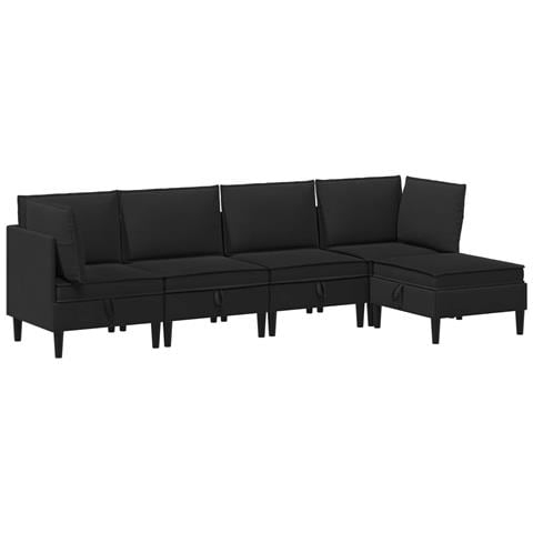 Set di mobili per il soggiorno 5 pcs Nero Tessuto - Foto 1