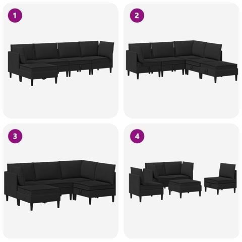Set di mobili per il soggiorno 5 pcs Nero Tessuto - Foto 9