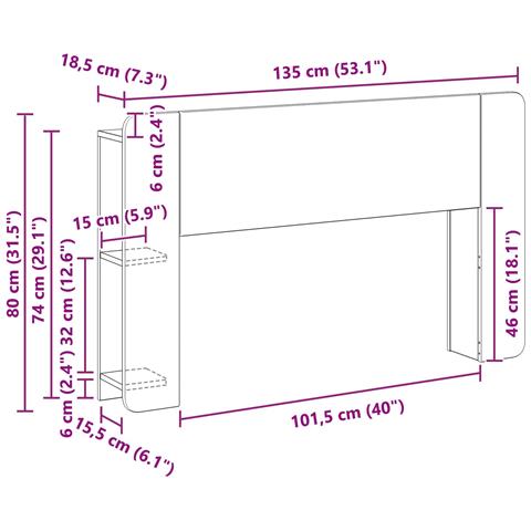 Testata del letto Legno antico Legno ingegnerizzato - Foto 8
