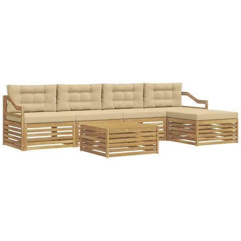 Set di divani da esterno 6 pcs Bianco e Beige 79 x 79 x 37 cm - Foto 1