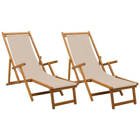 Lettino prendisole pieghevole 2 pcs 3 Posizione Beige - Foto 1