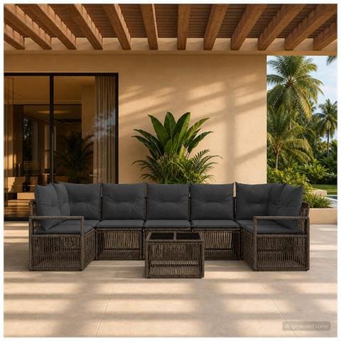 Set Divano da Giardino 8 pz Grigio polyrattan - Foto 10