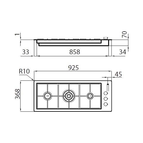 Piano Cottura 7286 032 a Gas 3 Fuochi Gas Colore Acciaio Inox - Foto 2