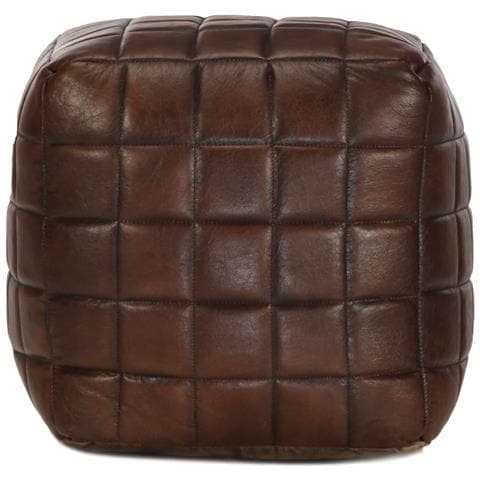 Pouf Marrone Scuro 40x40x40 Cm In Vera Pelle Di Capra - Foto 2