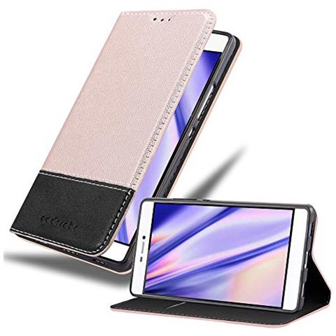 Custodia Compatibile Con Huawei P8 In Oro Rosato Nero - Coperchio Protettiva Con Chiusura Magnetica, Funzione Stand E Tasca Per Le Carte - Foto 1