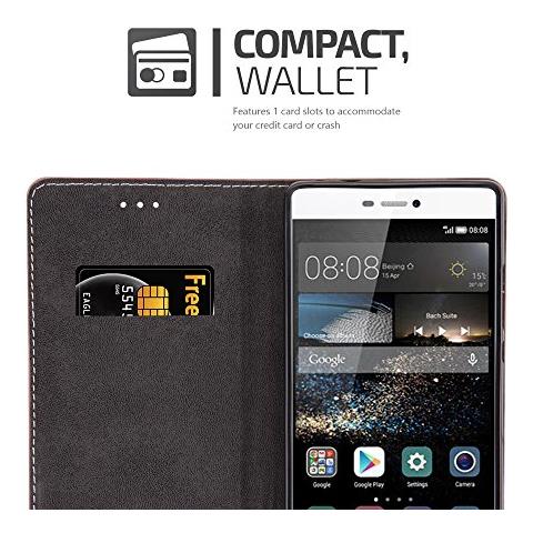 Custodia Compatibile Con Huawei P8 In Oro Rosato Nero - Coperchio Protettiva Con Chiusura Magnetica, Funzione Stand E Tasca Per Le Carte - Foto 2