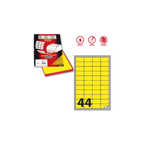 Etichetta Adesiva A / 406 Giallo Fluo 100fg A4 47,5x25,5mm (44et / fg) Markin - Foto 1