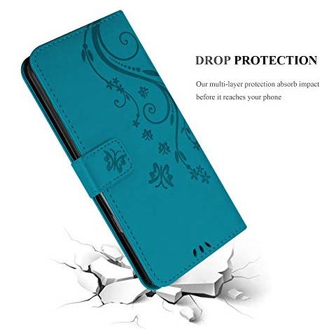 Custodia Compatibile Con Huawei Mate 20 In Blu Fiore - Coperchio Protettivo In Design Floreale Con Chiusura Magnetica, Funzione Stand E Slot Per Carte - Foto 2