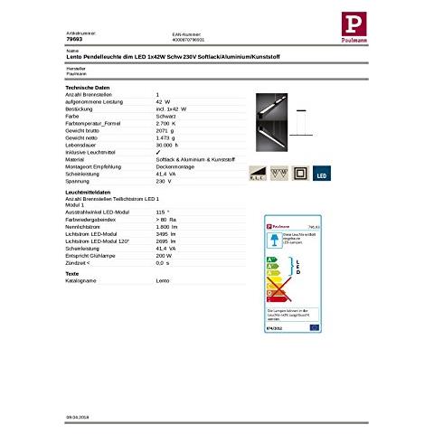 796.93 illuminazione da soffitto Nero 42 W - Foto 3