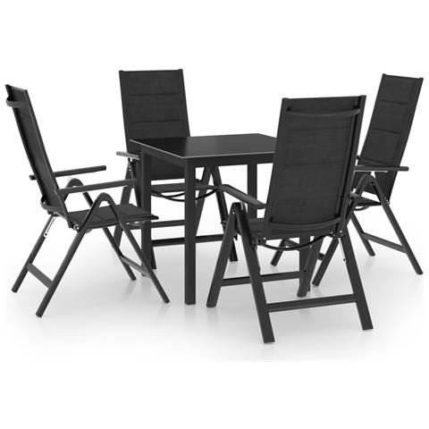 Set Mobili Da Pranzo Per Giardino 5 Pz In Alluminio Antracite - Foto 1