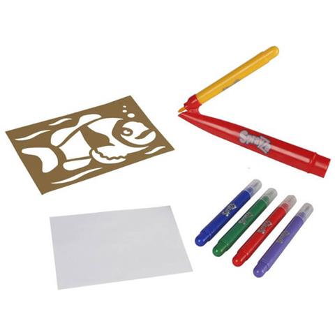 Set Di Stencil A Colori 2 - - Stencil Per Realizzare I Disegni Più Belli - 4 Pennarelli - Stencil Per Pesci - Riutilizzabile - Per Bambini - Foto 1