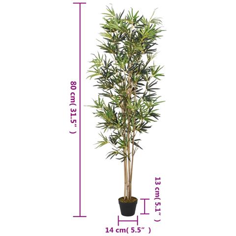 Albero Bambù Artificiale 368 Foglie 80 Cm Verde - Foto 7
