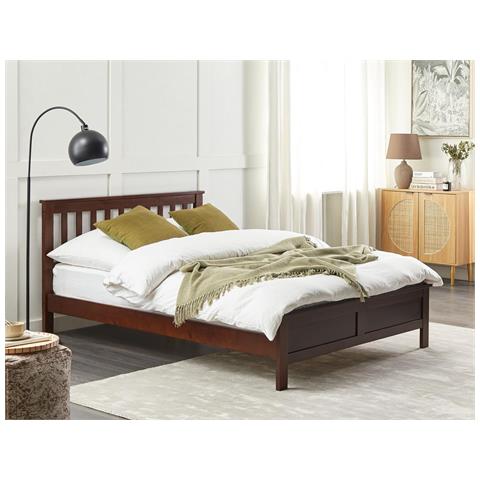 Letto Matrimoniale Legno Scuro 140 X 200 Cm Mayenne - Foto 1
