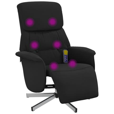 Poltrona Reclinabile Massaggiante con Poggiapiedi Nera Tessuto - Foto 1