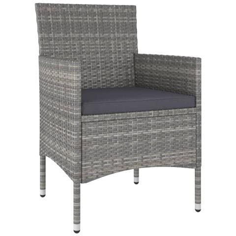 Set Bistrot Da Giardino 5pz Polyrattan E Vetro Temperato Grigio - Foto 3