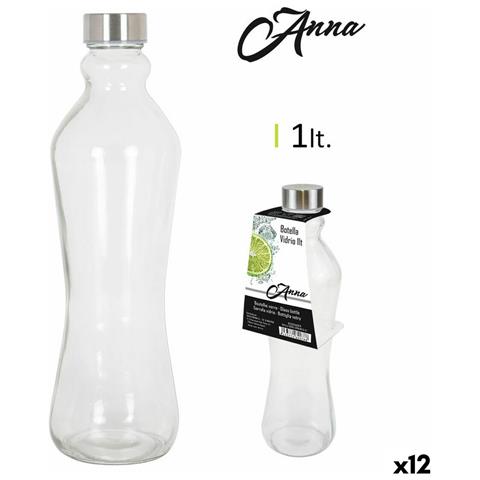 Bottiglia Di Vetro Anna 1 L Spina Di Metallo Metallo Vetro (12 Unità) - Foto 1
