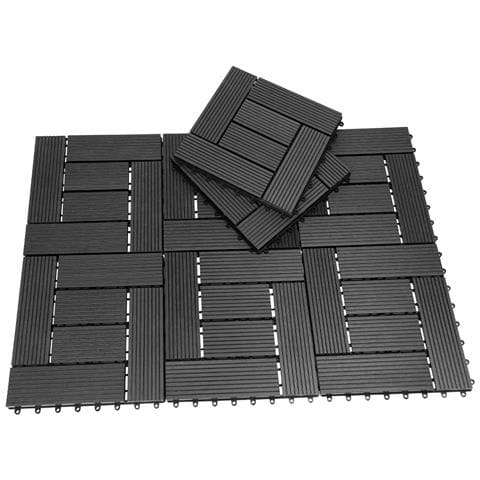 Set 11 Pezzi Piastrelle Pavimento Wpc A Incastro Da Esterno 30x30 Cm Antracite - Foto 6