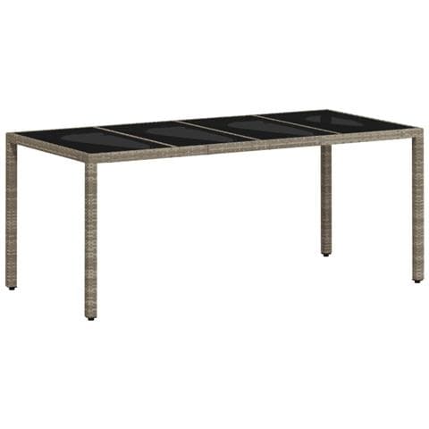 Tavolo Giardino Piano Vetro Grigio Chiaro 190x90x75 Polyrattan - Foto 2