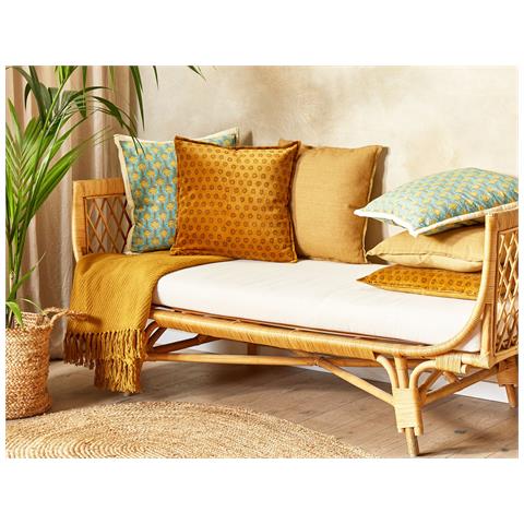 Set Di 2 Cuscini Rapis Velluto 45 X 45 Cm Giallo Trama Geometrica - Foto 1
