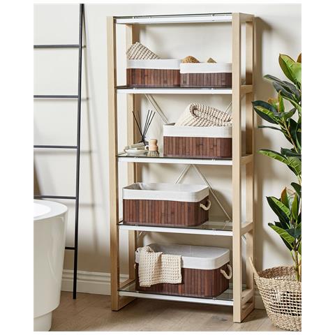 Set Di 5 Cestini Talpe Legno Di Bambù Marrone Scuro - Foto 9