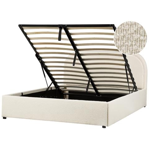 Letto Contenitore Bouclé Quillien 140 X 200 Cm Beige Chiaro - Foto 2