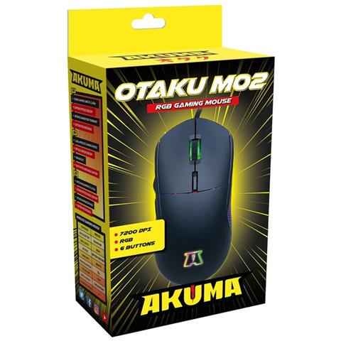 Mouse Gamer Cablato Otaku M02 7200dpi Rgb 6 Tasti Con Sensore Ottico, Nero - Foto 4